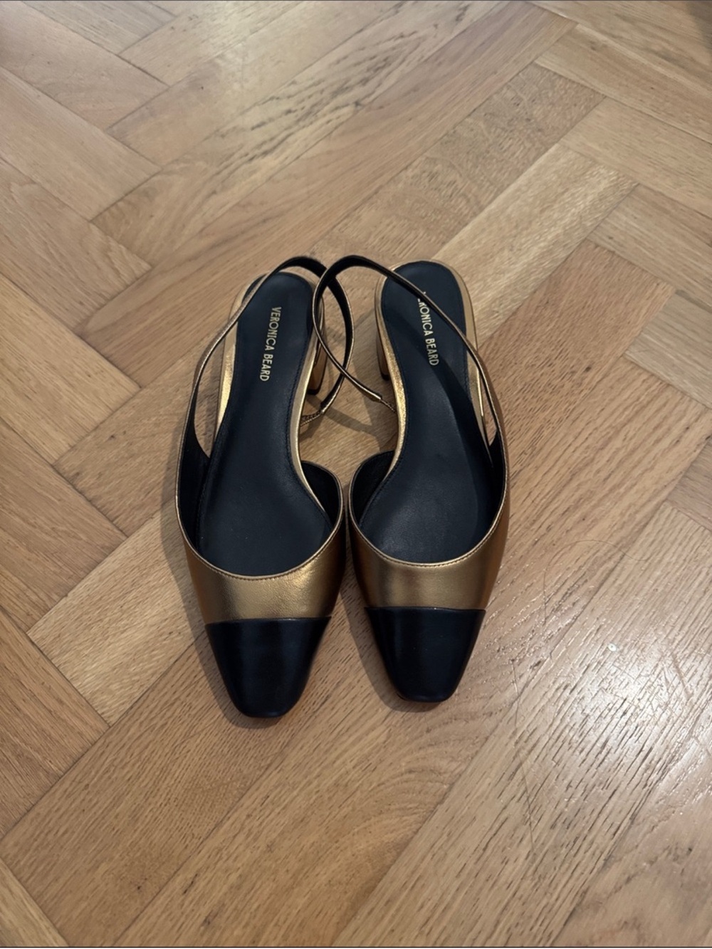 NEW VERONICA BEARD CECILE LEATHER SLINGBACK CAP TOE SANDALS